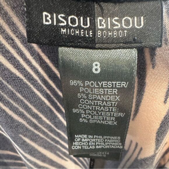 Bisou Bisou stunning black and tan flare sleeve abstract sheath dress size 8 - Picture 7 of 8